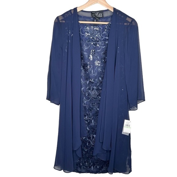 New Women’s Alex Evenings Short Embroidered Dress with Illusion Jacket Size 8P - Picture 2 of 10